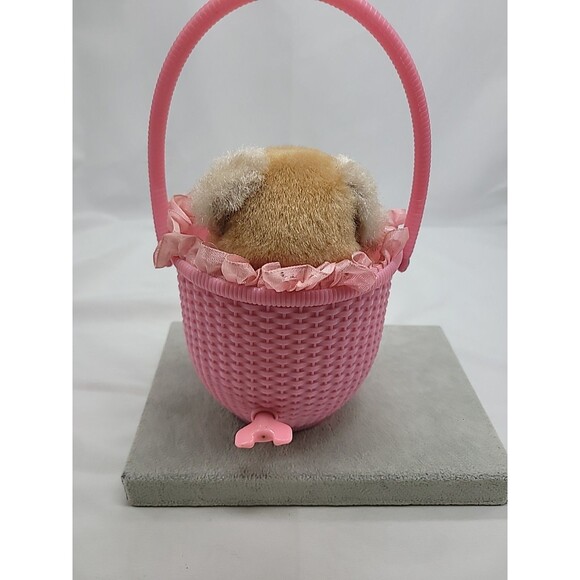 Vintage 1960s Pink "Little Dog In The Basket" Wind Up Mechanical Toy Japan Works - Picture 4 of 15